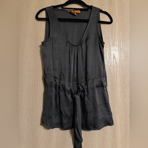 Tory Burch Gray Black Silk  Sleeveless Top - Picture 3 of 6